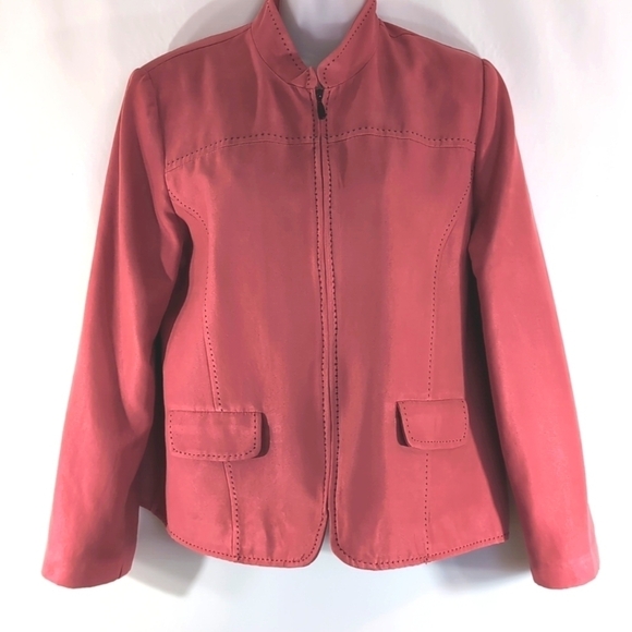 Alfred Dunner Pantsuit Faux Pink Suede Jacket Size 14P Matching Pants Size 12P - Picture 8 of 8